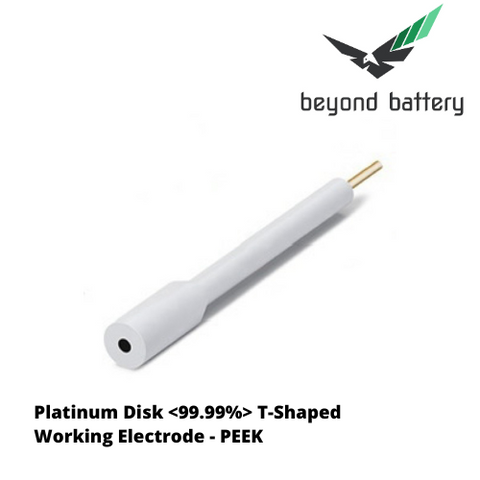 Platinum Disk <99.99%> T-Shaped Working Electrode - PEEK