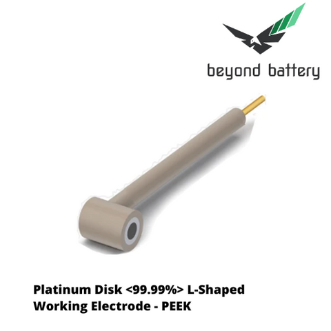 Platinum Disk <99.99%> L-Shaped Working Electrode - PEEK